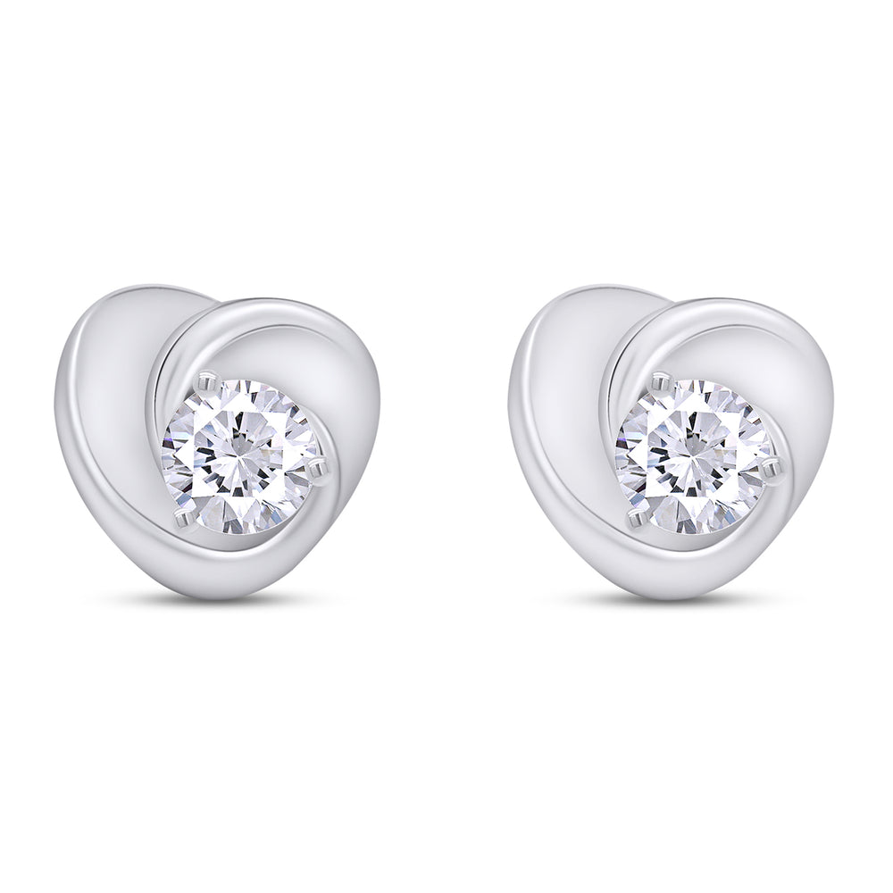 
                      
                        Round Lab Created Moissanite Diamond Solitaire Heart Shaped Stud Earrings In 925 Sterling Silver (1.50 Cttw)
                      
                    