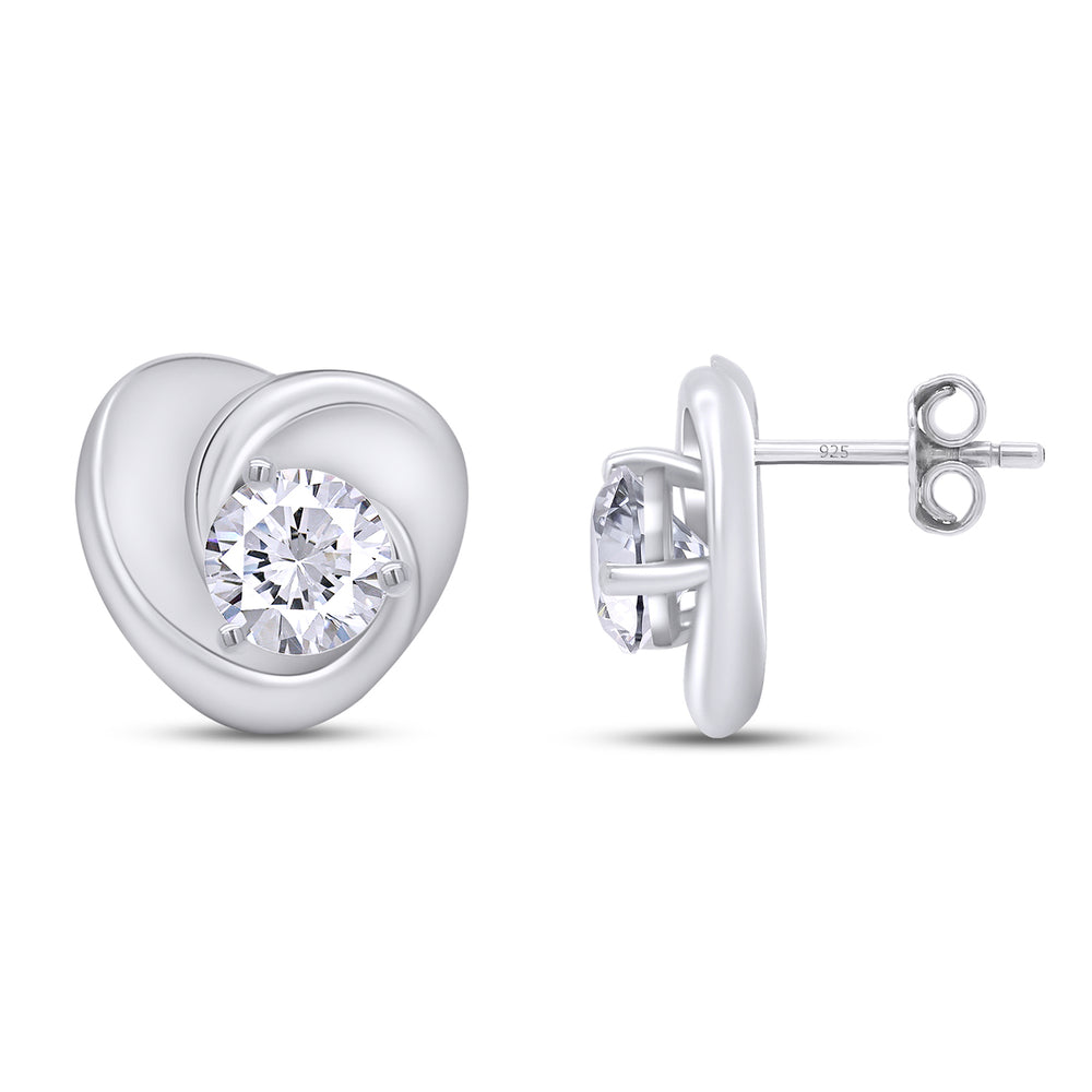 
                      
                        Round Lab Created Moissanite Diamond Solitaire Heart Shaped Stud Earrings In 925 Sterling Silver (1.50 Cttw)
                      
                    