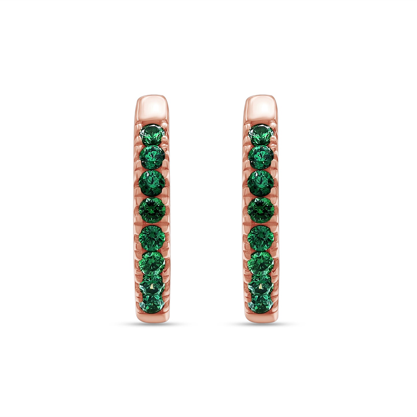 Round Cut Simulated Green Emerald Huggie Hoop Earrings For Womens In 10K Or 14K Solid Gold And 925 Sterling Silver