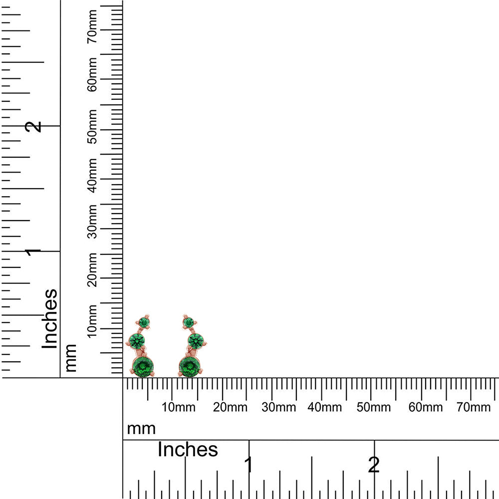 
                      
                        Round Cut Simulated Green Emerald 3-Stone Ear Crawler Stud Earrings For Women In 10K Or 14K Solid Gold And 925 Sterling Silver
                      
                    