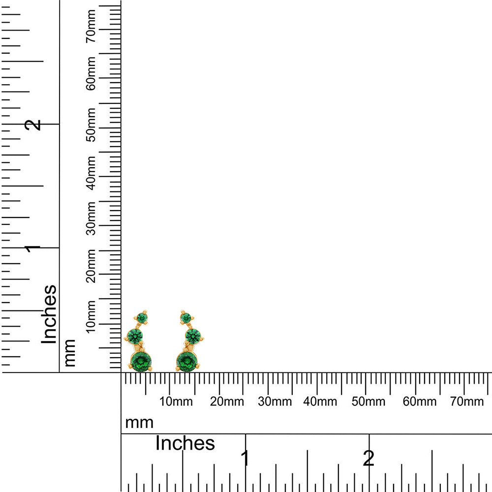 
                      
                        Round Cut Simulated Green Emerald 3-Stone Ear Crawler Stud Earrings For Women In 10K Or 14K Solid Gold And 925 Sterling Silver
                      
                    