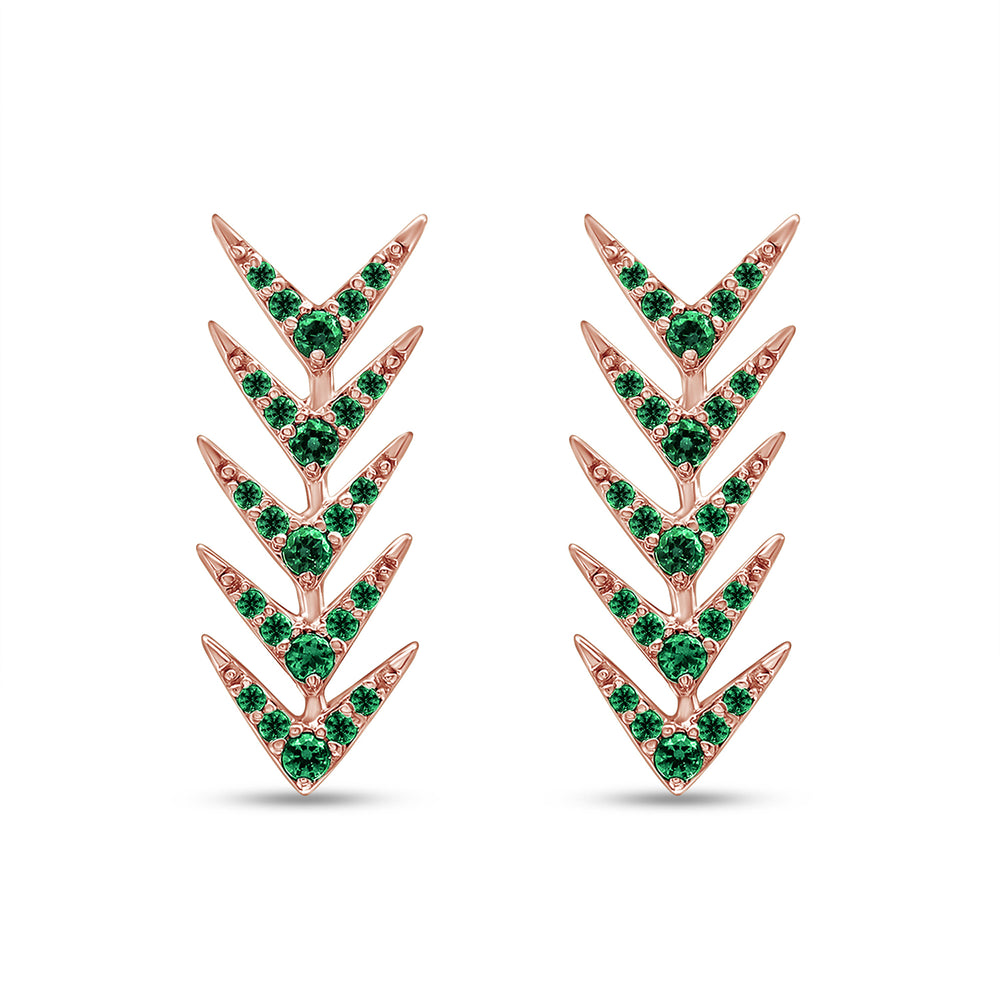 
                      
                        Round Cut Simulated Green Emerald Arrow Climbers Ear Crawler Earrings For Women In 10K Or 14K Solid Gold And 925 Sterling Silver
                      
                    