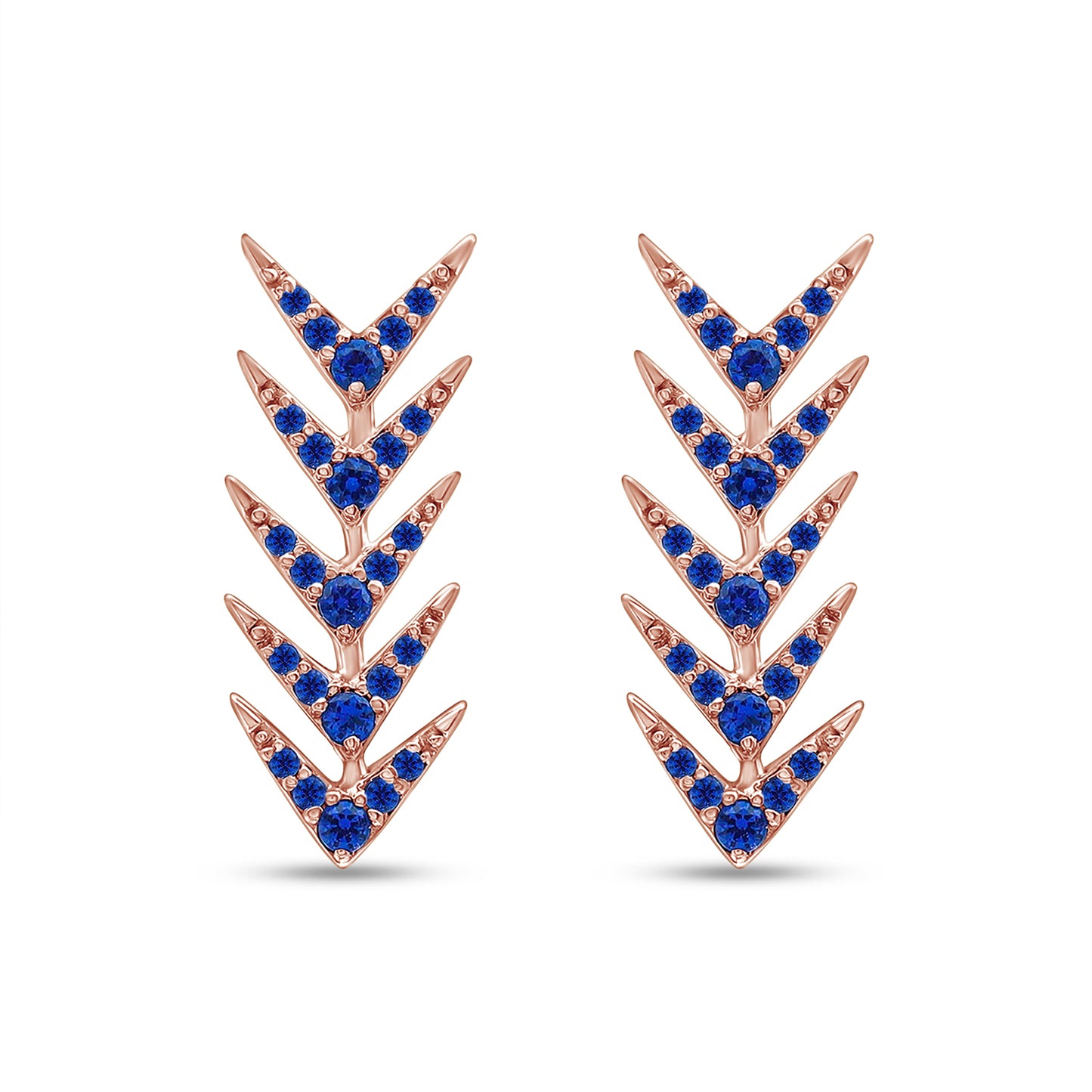 Round Cut Simulated Blue Sapphire Arrow Climbers Ear Crawler Earrings For Women In 10K Or 14K Solid Gold And 925 Sterling Silver