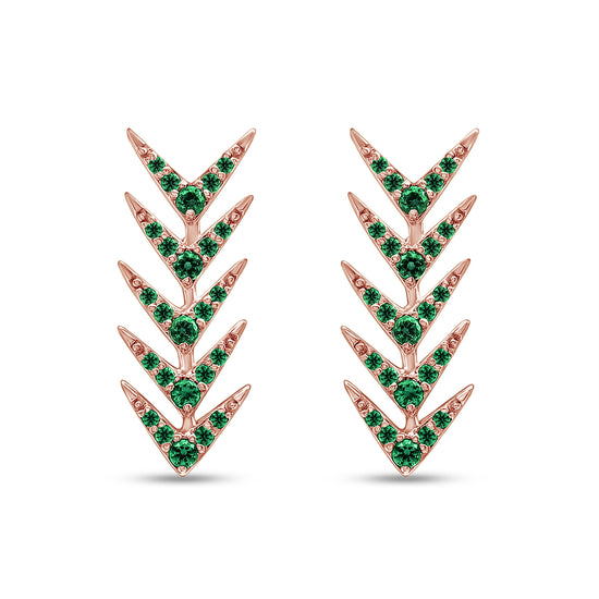 Load image into Gallery viewer, Round Cut Simulated Green Emerald Arrow Climbers Ear Crawler Earrings For Women In 10K Or 14K Solid Gold And 925 Sterling Silver
