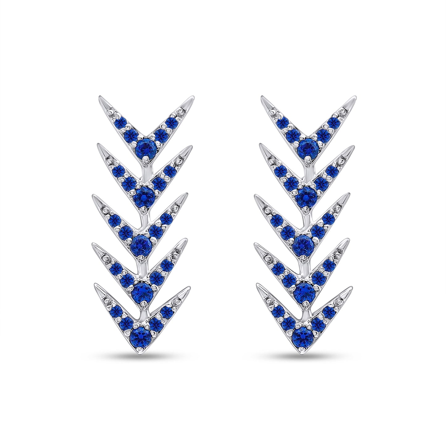 Round Cut Simulated Blue Sapphire Arrow Climbers Ear Crawler Earrings For Women In 10K Or 14K Solid Gold And 925 Sterling Silver