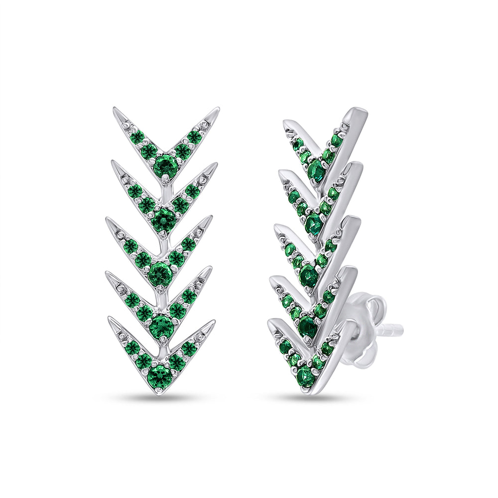 
                      
                        Round Cut Simulated Green Emerald Arrow Climbers Ear Crawler Earrings For Women In 10K Or 14K Solid Gold And 925 Sterling Silver
                      
                    