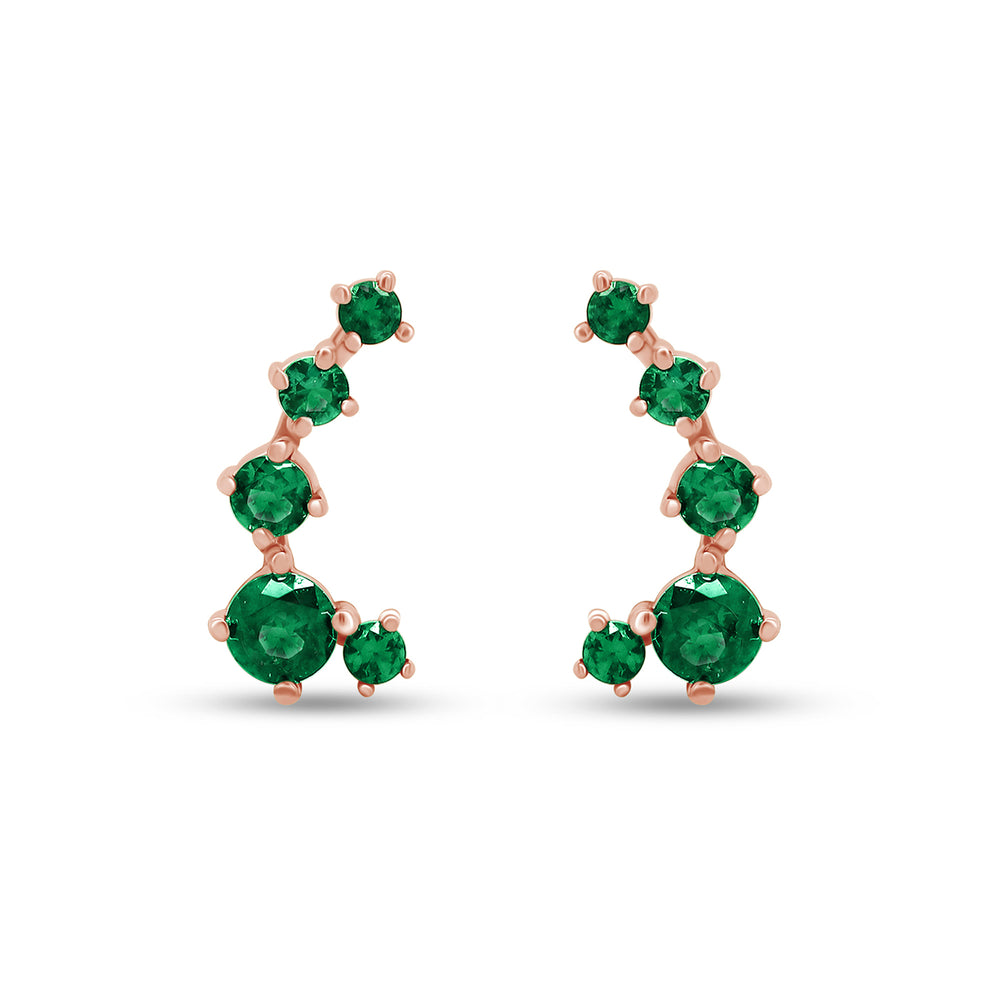 
                      
                        Round Cut Simulated Green Emerald 5-Stone Ear Crawler Stud Earrings For Women In 10K Or 14K Solid Gold And 925 Sterling Silver
                      
                    