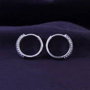 Simulated Blue Sapphire Triple Row Huggies Hoop Earrings