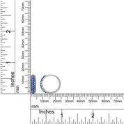 Simulated Blue Sapphire Triple Row Huggies Hoop Earrings