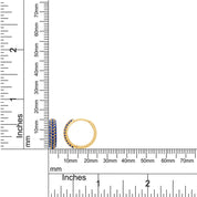 Simulated Blue Sapphire Triple Row Huggies Hoop Earrings
