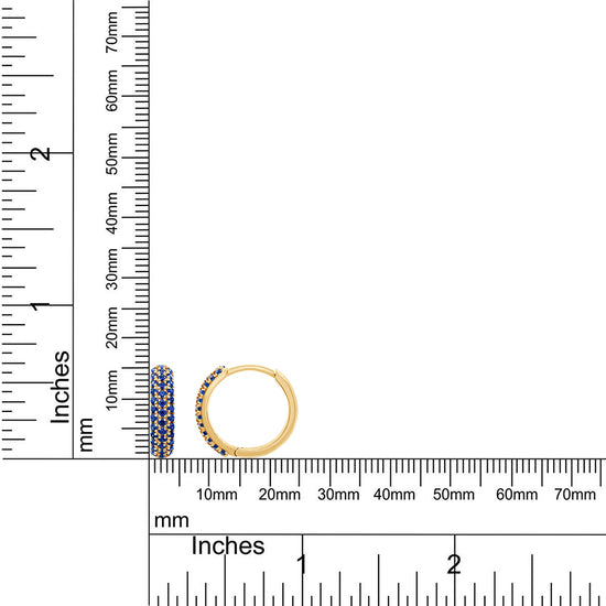Round Cut Simulated Blue Sapphire Triple Row Huggies Hoop Earrings For Women In 10K Or 14K Solid Gold And 925 Sterling Silver