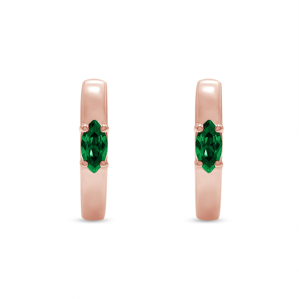 
                      
                        Marquise Cut Simulated Green Emerald Solitaire Huggie Hoop Earrings For Women In 10K Or 14K Solid Gold And 925 Sterling Silver
                      
                    