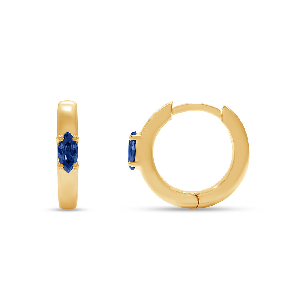 
                      
                        Marquise Cut Simulated Blue Sapphire Solitaire Huggie Hoop Earrings For Women In 10K Or 14K Solid Gold And 925 Sterling Silver
                      
                    