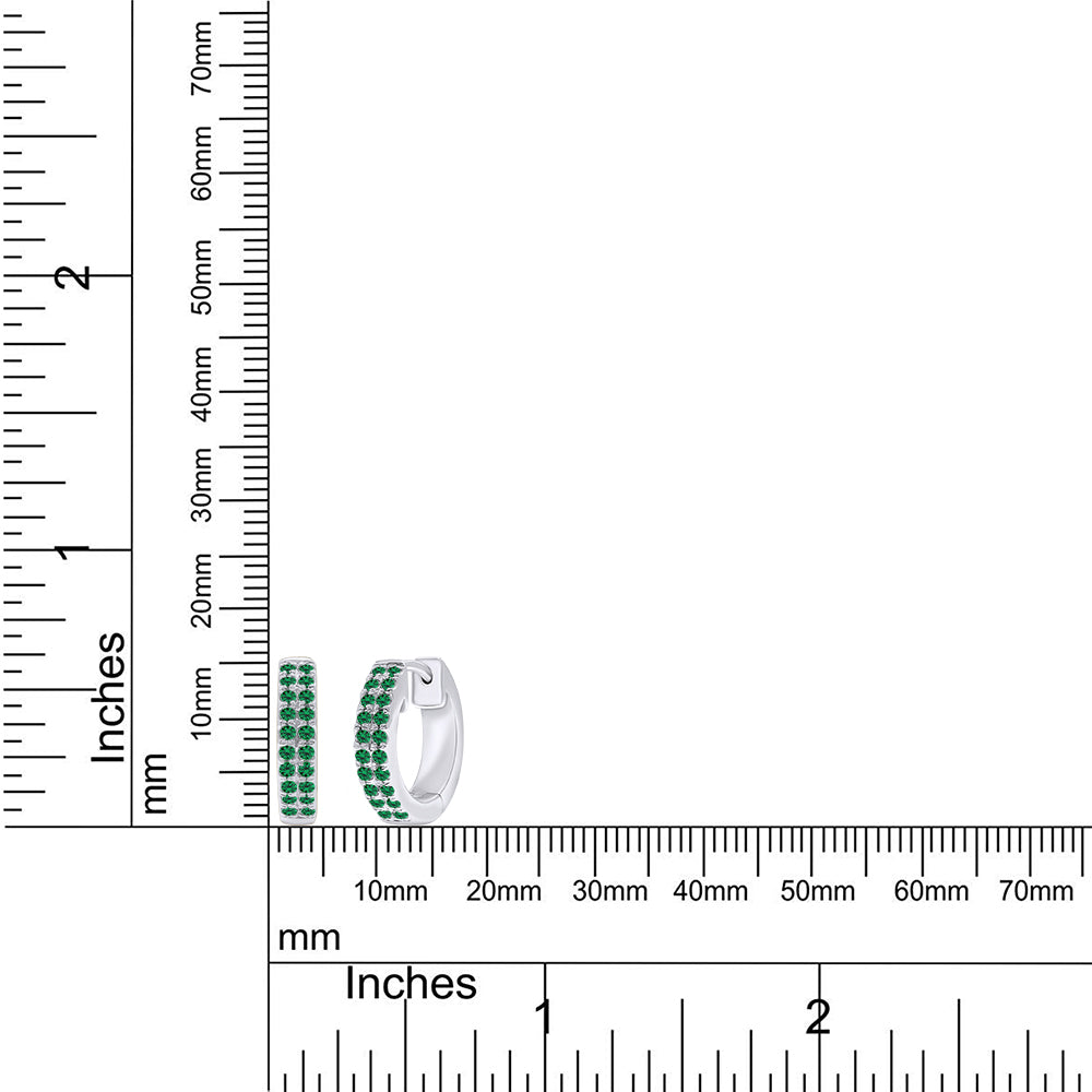 
                      
                        Round Cut Simulated Green Emerald Double Row Huggies Hoop Earrings For Women In 10K Or 14K Solid Gold And 925 Sterling Silver
                      
                    