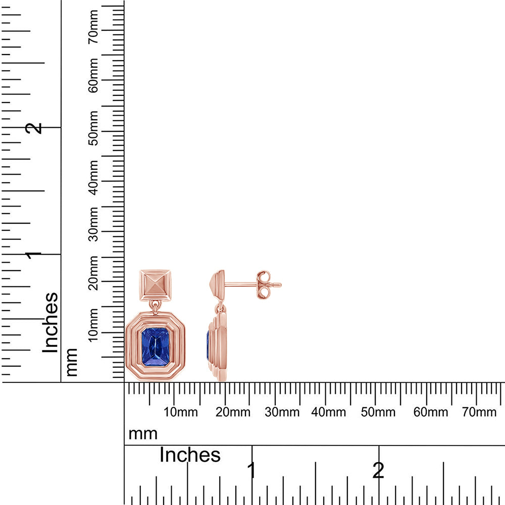 Load image into Gallery viewer, 7X5MM Bezel Set Simulated Blue Sapphire Solitaire Drop Dangle Earrings For Women In 10K &amp;amp; 14K Solid Gold And 925 Sterling Silver
