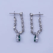 Lab Grown Zambian Green Emerald & Moissanite Dangle Drop Chain Earrings