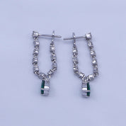 Lab Grown Zambian Green Emerald & Moissanite Dangle Drop Chain Earrings