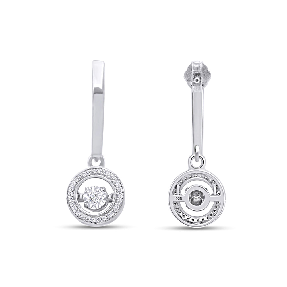 
                      
                        White Cubic Zirconia Dancing Halo Dangle Earrings in 925 Sterling Silver
                      
                    