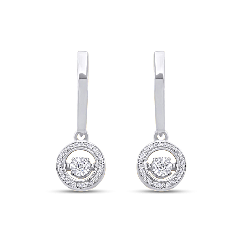 
                      
                        White Cubic Zirconia Dancing Halo Dangle Earrings in 925 Sterling Silver
                      
                    