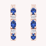 Blue Sapphire & Natural Diamond Hoop Earrings