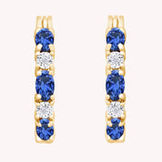 Blue Sapphire & Natural Diamond Hoop Earrings