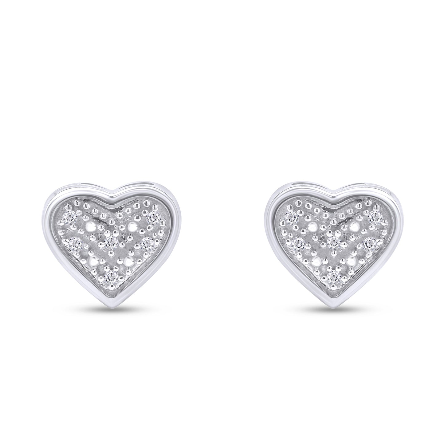 Load image into Gallery viewer, 1/20 Carat Round Cut Natural Diamond Heart Stud Earrings in 925 Sterling Silver (0.05 Cttw)
