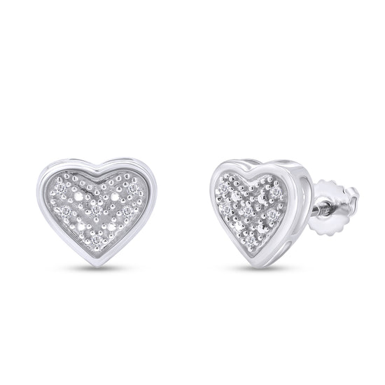 Load image into Gallery viewer, 1/20 Carat Round Cut Natural Diamond Heart Stud Earrings in 925 Sterling Silver (0.05 Cttw)

