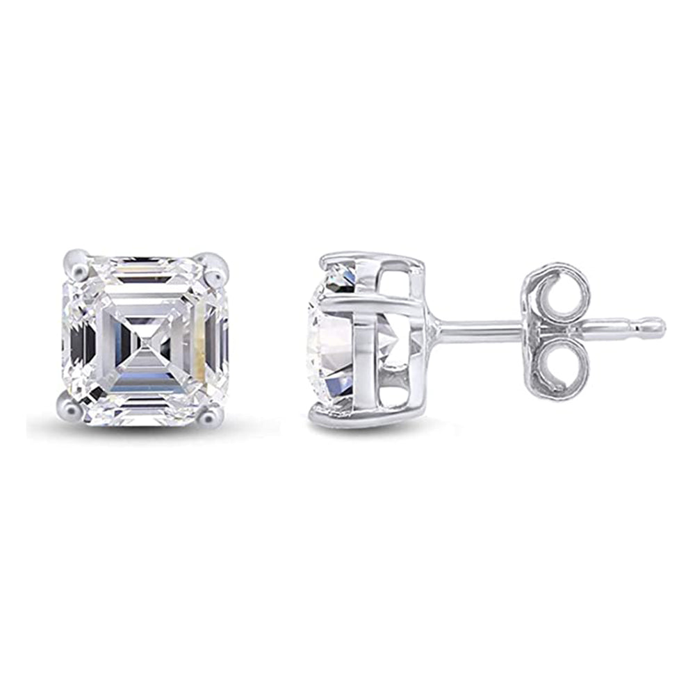 
                      
                        2 Carat Asscher Cut Cubic Zirconia Solitaire Stud Earrings for Women in 925 Sterling Silver
                      
                    