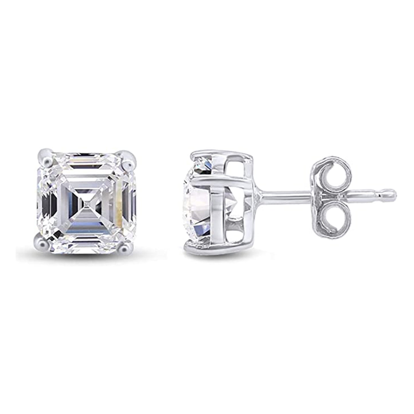 Load image into Gallery viewer, 2 Carat Asscher Cut Cubic Zirconia Solitaire Stud Earrings for Women in 925 Sterling Silver
