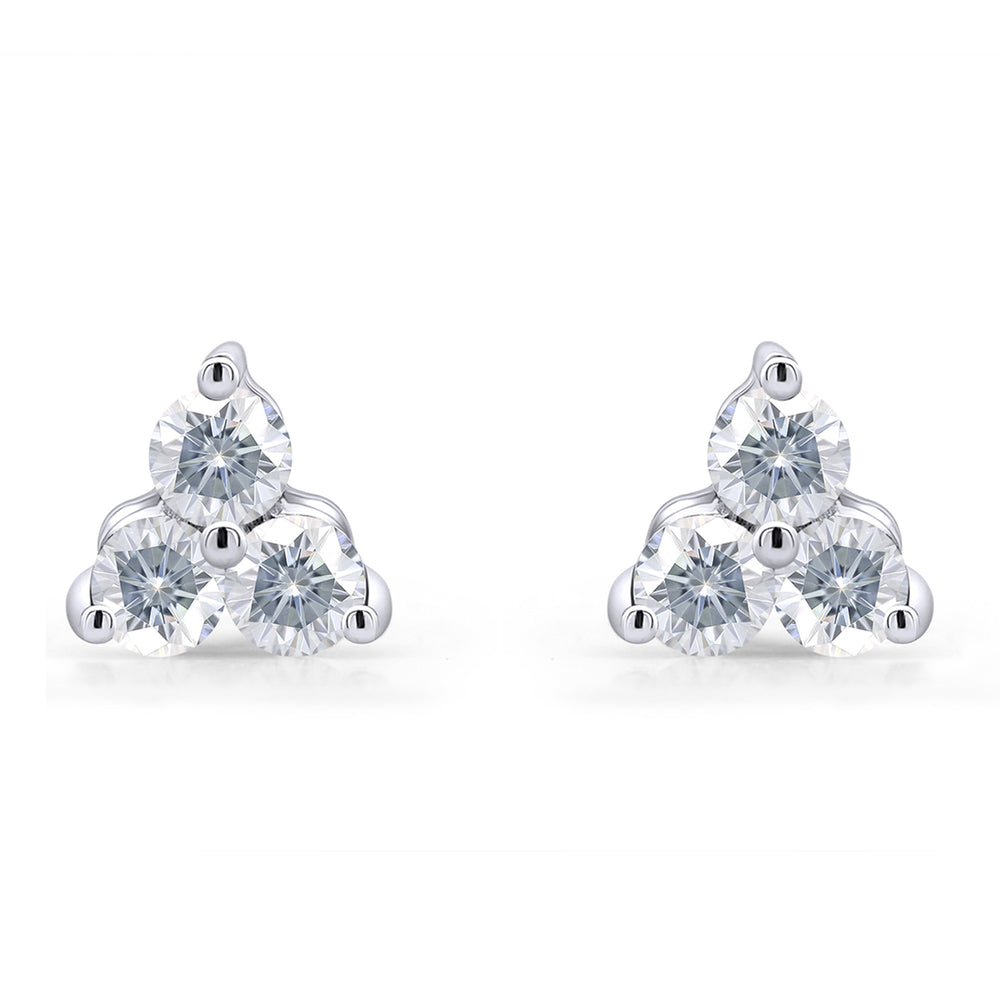 
                      
                        1/2 Carat Lab Created Moissanite Diamond Push Back Three Stone Stud Earrings In 925 Sterling Silver (0.50 Cttw)
                      
                    