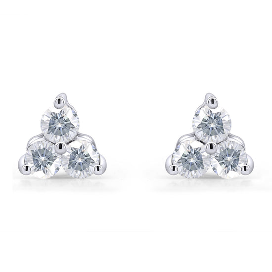 Load image into Gallery viewer, 1/2 Carat Lab Created Moissanite Diamond Push Back Three Stone Stud Earrings In 925 Sterling Silver (0.50 Cttw)
