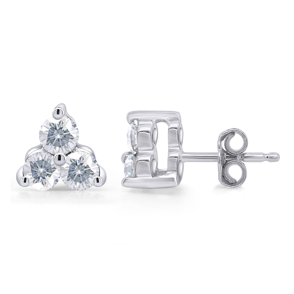 
                      
                        1/2 Carat Lab Created Moissanite Diamond Push Back Three Stone Stud Earrings In 925 Sterling Silver (0.50 Cttw)
                      
                    