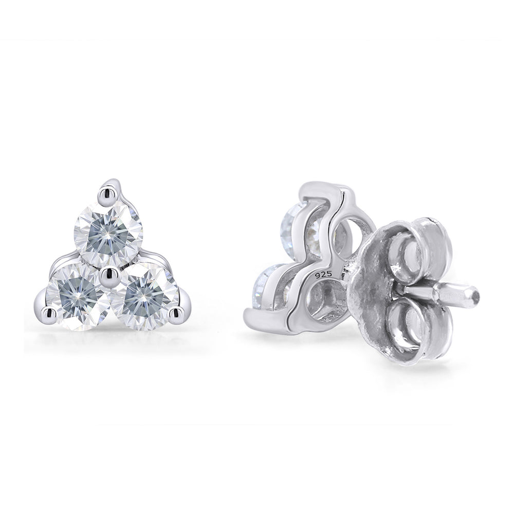 
                      
                        1/2 Carat Lab Created Moissanite Diamond Push Back Three Stone Stud Earrings In 925 Sterling Silver (0.50 Cttw)
                      
                    