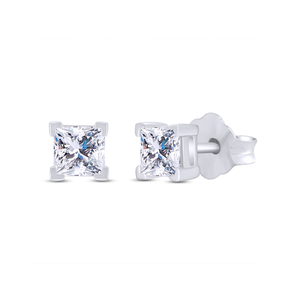 
                      
                        Princess Cut Lab Created Moissanite Diamond Push Back Solitaire Stud Earrings In 925 Sterling Silver For Womens
                      
                    