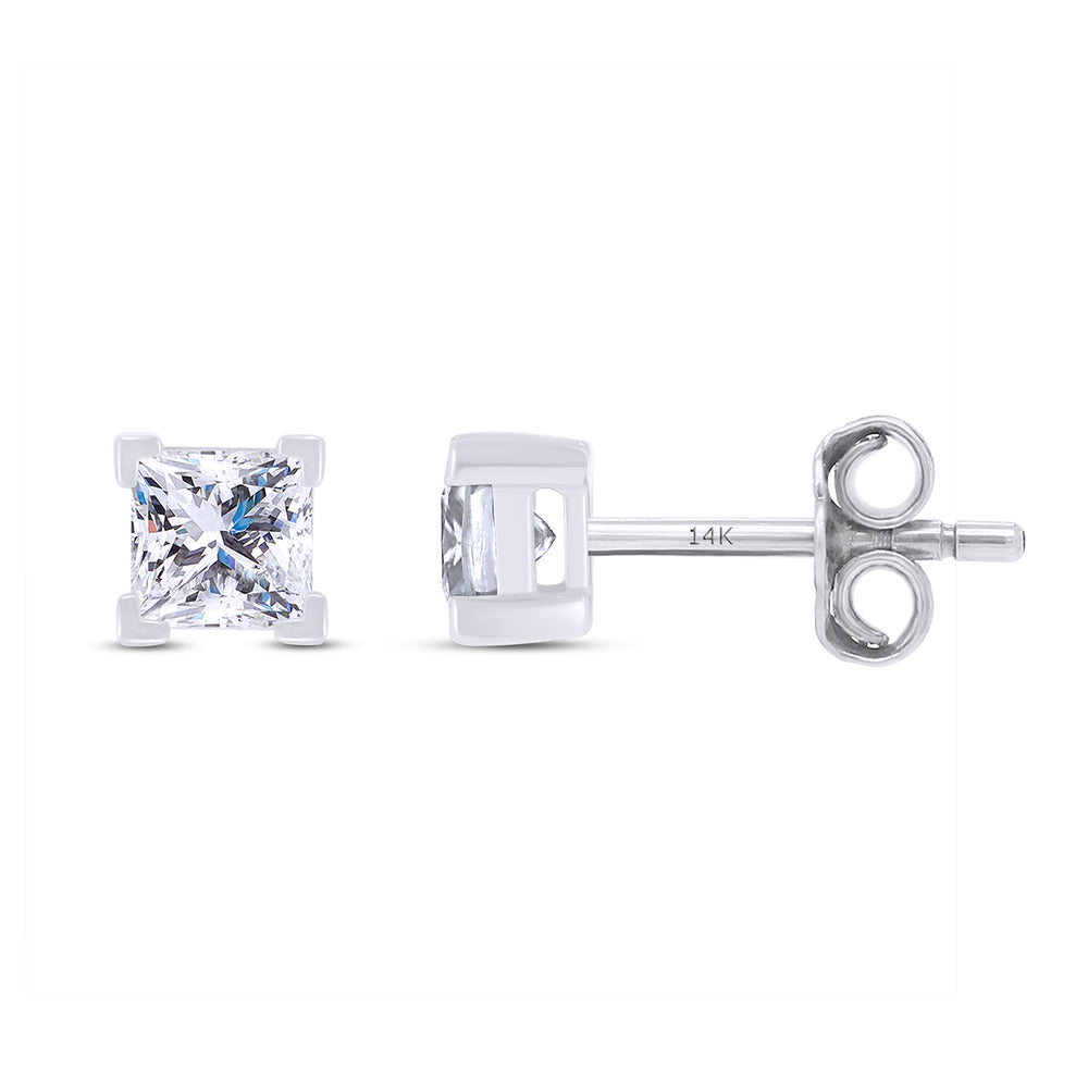 
                      
                        Princess Cut Lab Created Moissanite Diamond Push Back Solitaire Stud Earrings In 925 Sterling Silver For Womens
                      
                    