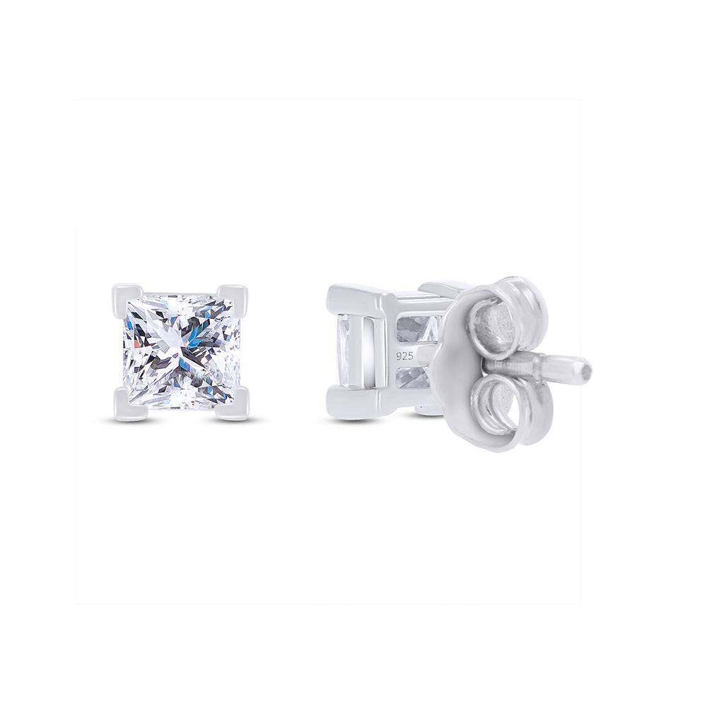 
                      
                        Princess Cut Lab Created Moissanite Diamond Push Back Solitaire Stud Earrings In 925 Sterling Silver For Womens
                      
                    