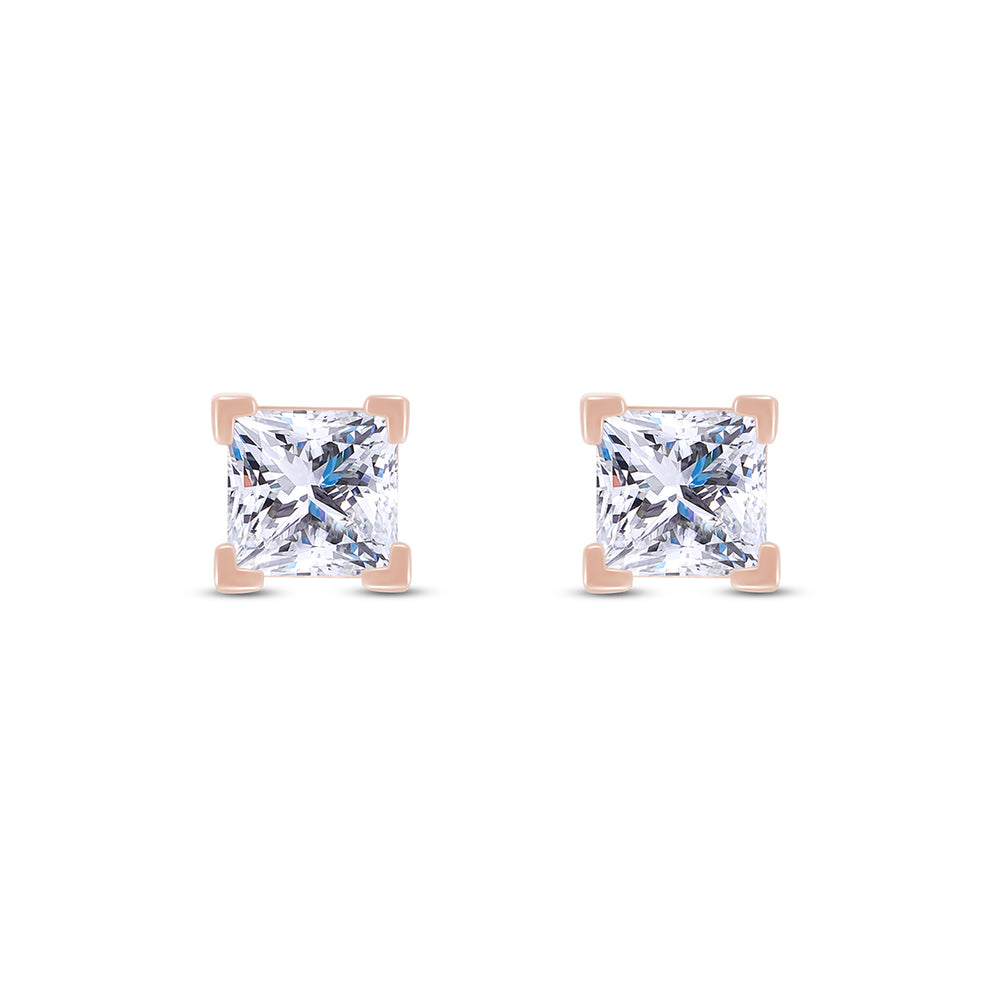 
                      
                        Princess Cut Lab Created Moissanite Diamond Push Back Solitaire Stud Earrings In 925 Sterling Silver & 14K Gold Post
                      
                    