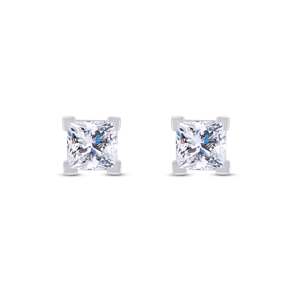 
                      
                        Princess Cut Lab Created Moissanite Diamond Push Back Solitaire Stud Earrings In 925 Sterling Silver & 14K Gold Post
                      
                    