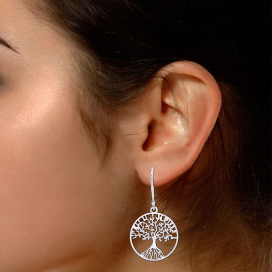 Tree Of Life Drop Earrings Jewelry for Women in 925 Sterling Silver