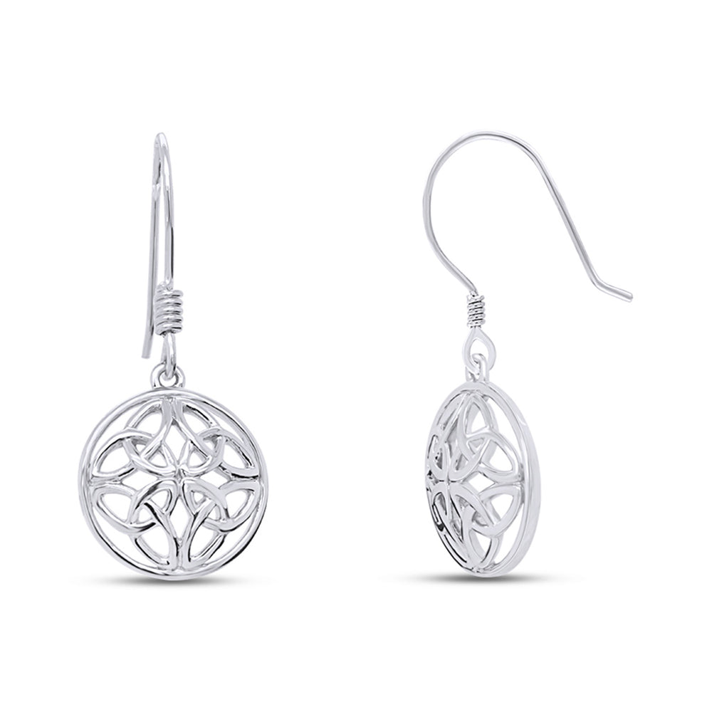 Celtic Knot Round Drop Earrings for Women in 925 Sterling Silver