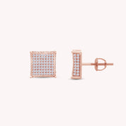 Pave Set Lab Grown Diamond Square Stud Earrings for Women