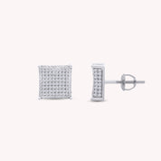 Pave Set Lab Grown Diamond Square Stud Earrings for Women