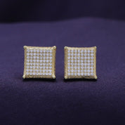 Pave Set Lab Grown Diamond Square Stud Earrings for Women