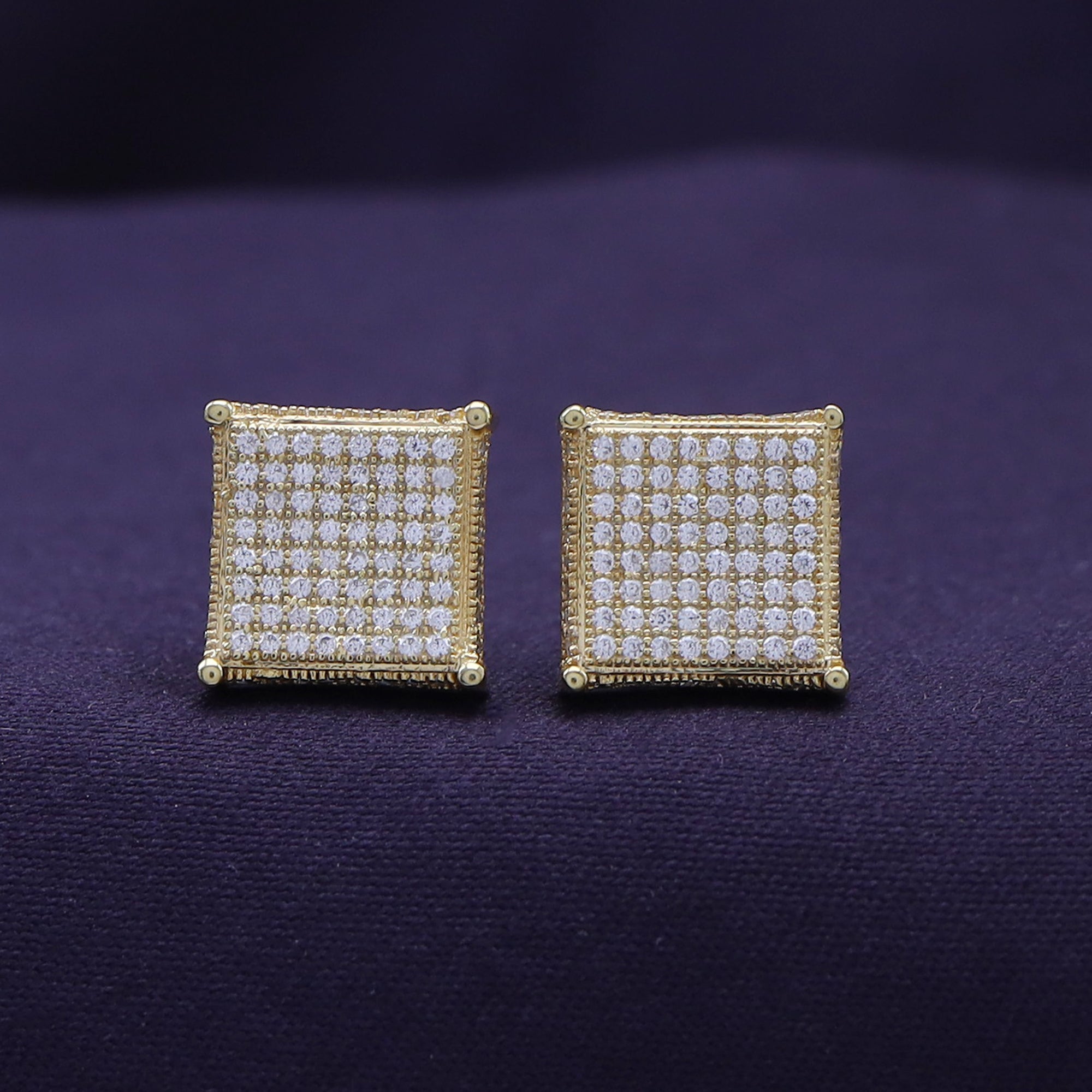 Pave Set Lab Grown Diamond Square Stud Earrings for Women