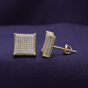 Pave Set Lab Grown Diamond Square Stud Earrings for Women