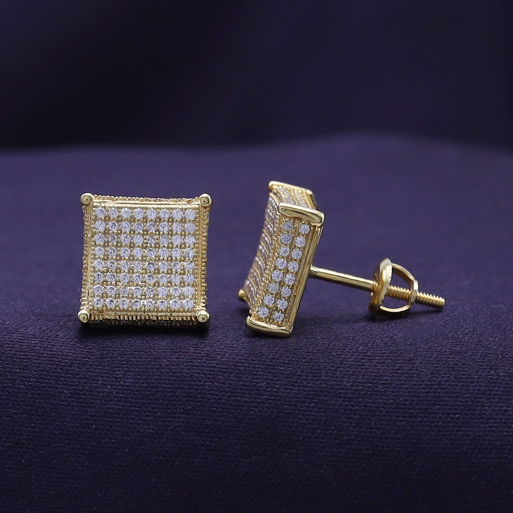 Pave Set Lab Grown Diamond Square Stud Earrings for Women