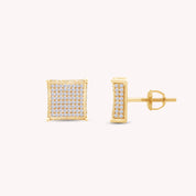 Pave Set Lab Grown Diamond Square Stud Earrings for Women