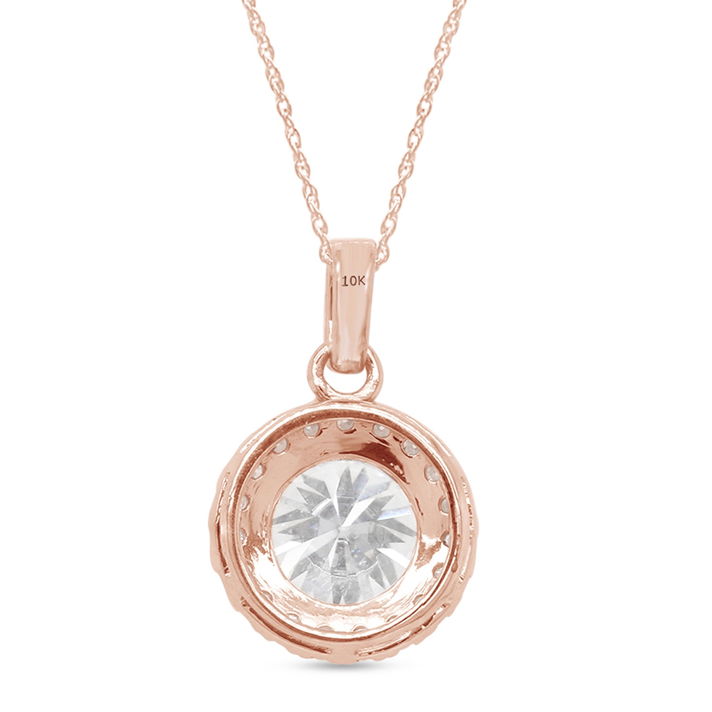 2 1/10 Cttw Lab Created Moissanite Diamond Halo Pendant Necklace in 10K or 14K Solid Gold For Women (2.10 Cttw)