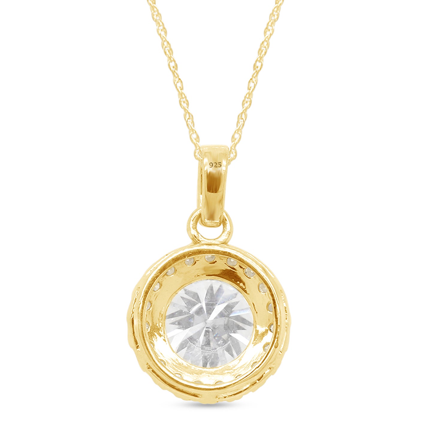 2 1/10 Carat Lab Created Moissanite Diamond Halo Pendant Necklace In 925 Sterling Silver (2.10 Cttw)