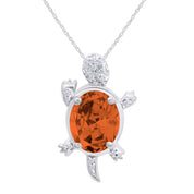 Turtle Citrine Birthstone Pendant Necklace